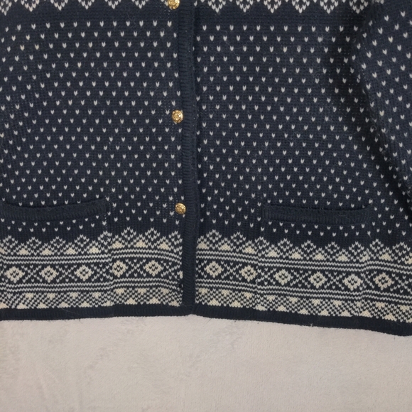 Crystal Kobe Cardigan Sweater Women Large Blue Fair Isle Vtg Preppy Old Money - Picture 8 of 11